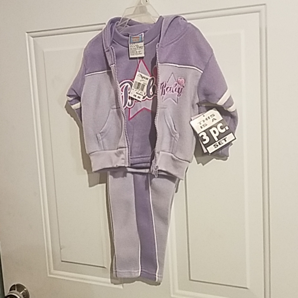 3 piece 6/9 mo purple baby outfit